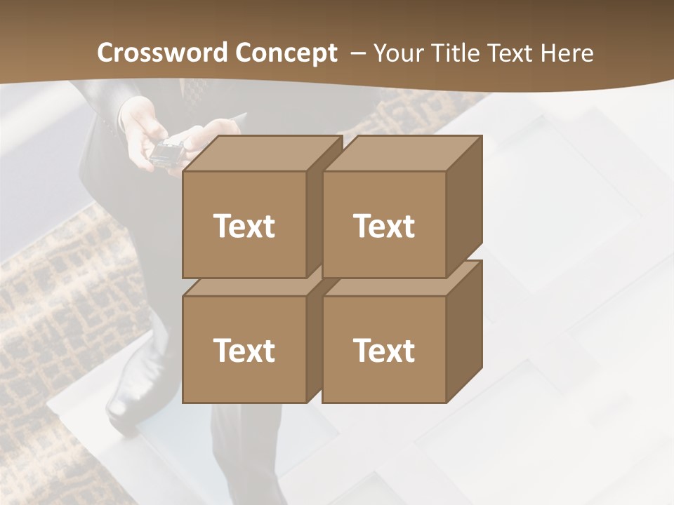 A Man In A Suit Is Looking Down At His Cell Phone PowerPoint Template