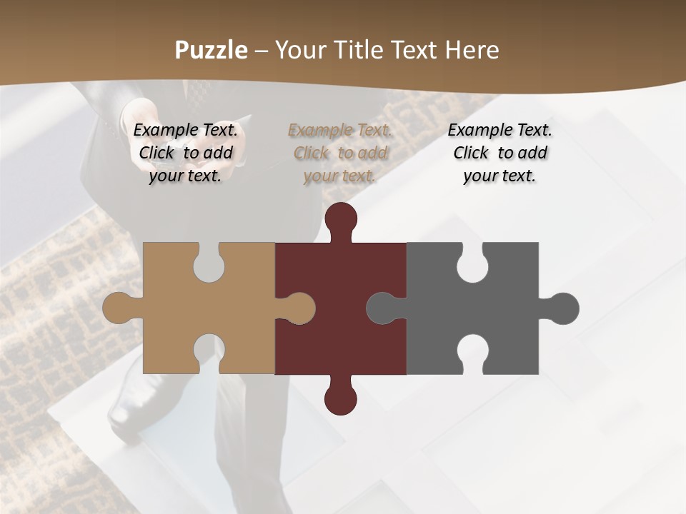 A Man In A Suit Is Looking Down At His Cell Phone PowerPoint Template