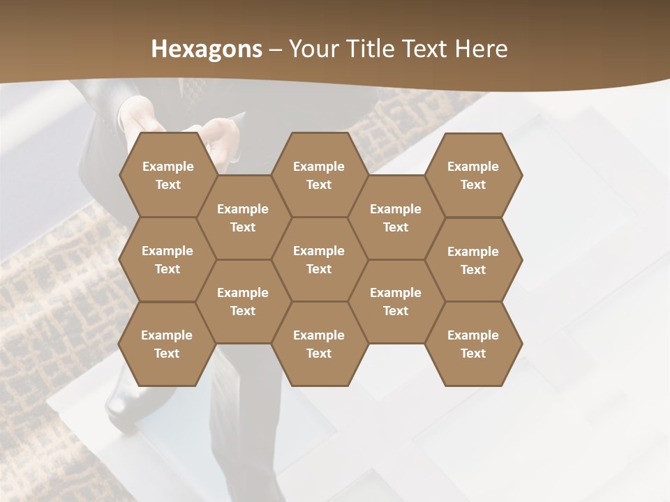 A Man In A Suit Is Looking Down At His Cell Phone PowerPoint Template