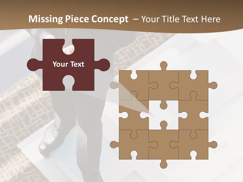 A Man In A Suit Is Looking Down At His Cell Phone PowerPoint Template