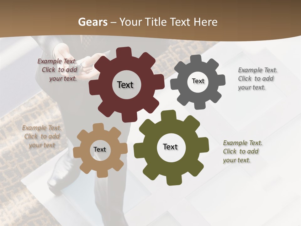 A Man In A Suit Is Looking Down At His Cell Phone PowerPoint Template