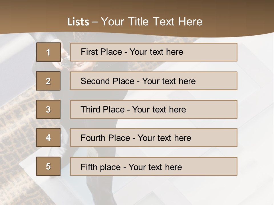 A Man In A Suit Is Looking Down At His Cell Phone PowerPoint Template