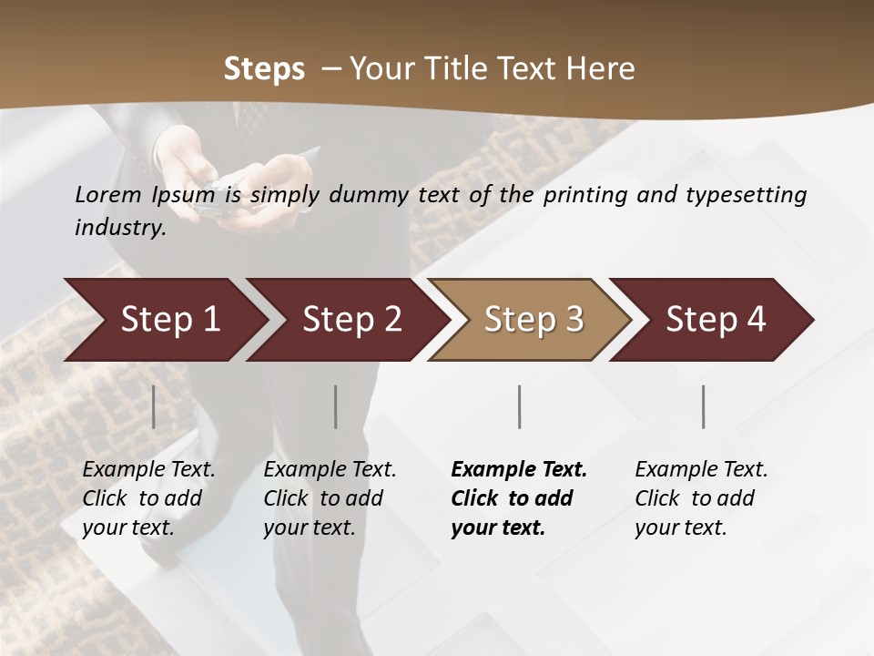 A Man In A Suit Is Looking Down At His Cell Phone PowerPoint Template