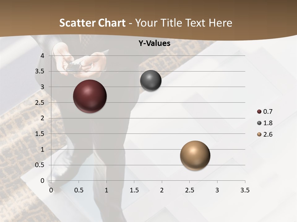 A Man In A Suit Is Looking Down At His Cell Phone PowerPoint Template