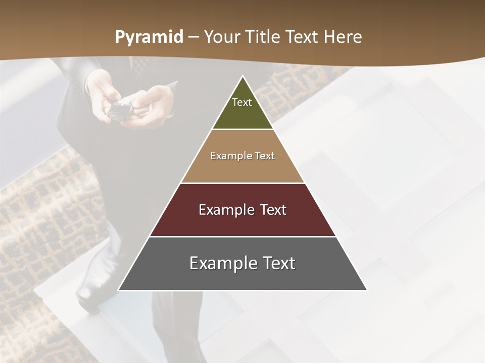 A Man In A Suit Is Looking Down At His Cell Phone PowerPoint Template