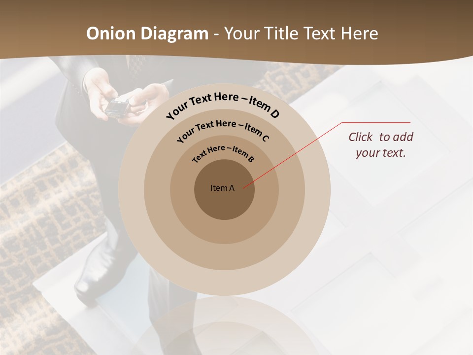 A Man In A Suit Is Looking Down At His Cell Phone PowerPoint Template