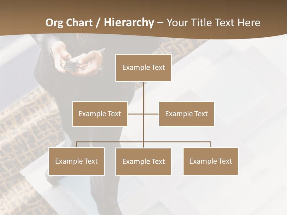A Man In A Suit Is Looking Down At His Cell Phone PowerPoint Template