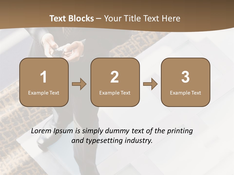 A Man In A Suit Is Looking Down At His Cell Phone PowerPoint Template