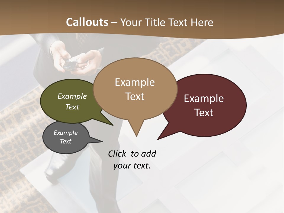 A Man In A Suit Is Looking Down At His Cell Phone PowerPoint Template