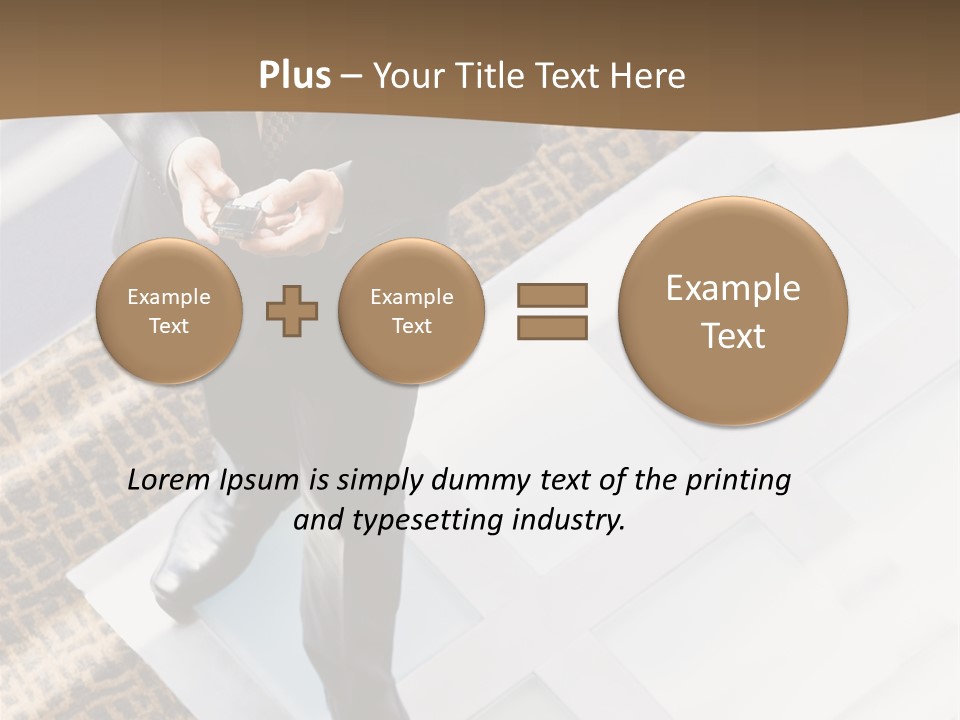 A Man In A Suit Is Looking Down At His Cell Phone PowerPoint Template