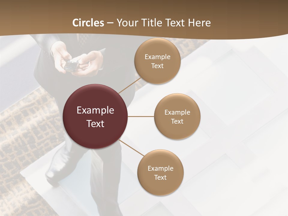 A Man In A Suit Is Looking Down At His Cell Phone PowerPoint Template