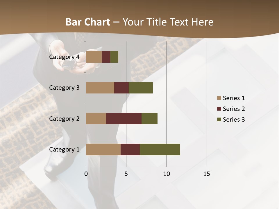 A Man In A Suit Is Looking Down At His Cell Phone PowerPoint Template