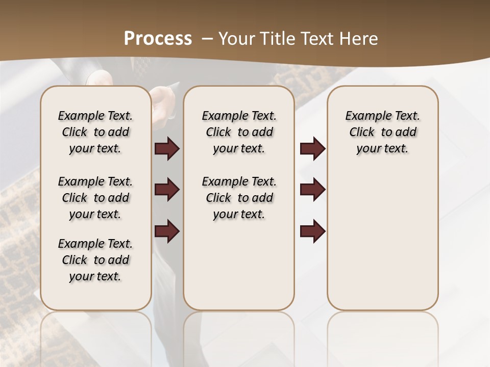 A Man In A Suit Is Looking Down At His Cell Phone PowerPoint Template