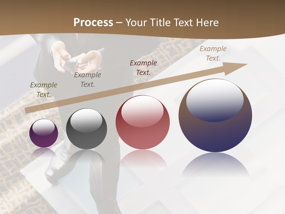 A Man In A Suit Is Looking Down At His Cell Phone PowerPoint Template