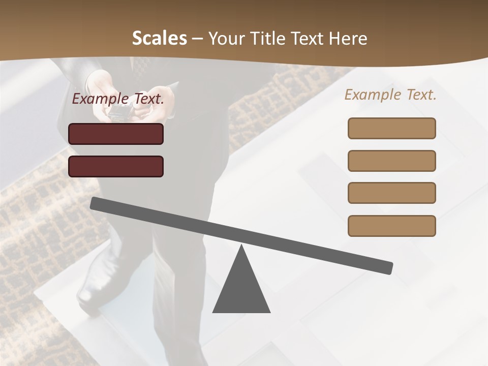A Man In A Suit Is Looking Down At His Cell Phone PowerPoint Template