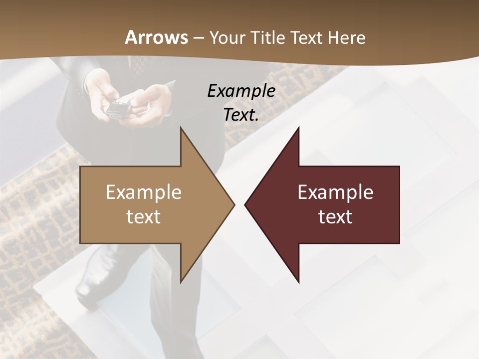 A Man In A Suit Is Looking Down At His Cell Phone PowerPoint Template