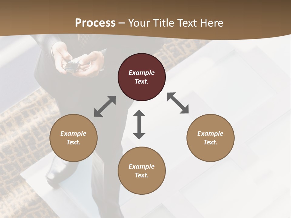 A Man In A Suit Is Looking Down At His Cell Phone PowerPoint Template