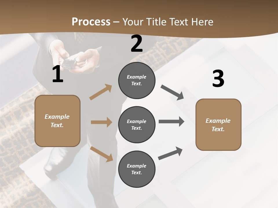 A Man In A Suit Is Looking Down At His Cell Phone PowerPoint Template