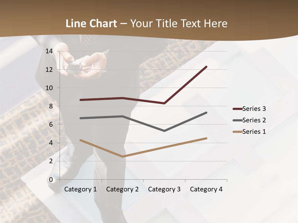 A Man In A Suit Is Looking Down At His Cell Phone PowerPoint Template