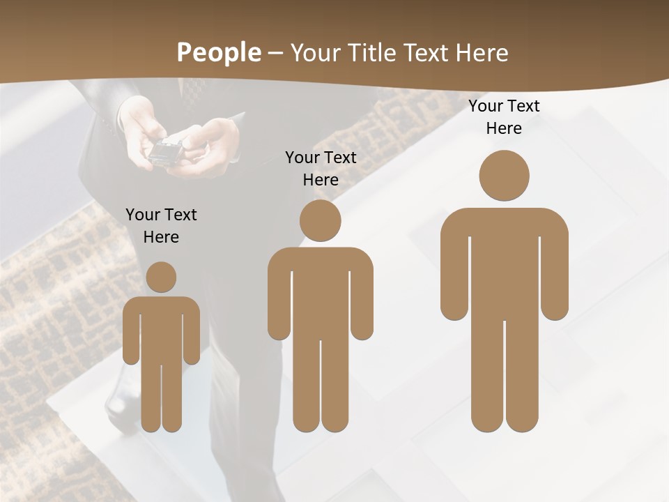 A Man In A Suit Is Looking Down At His Cell Phone PowerPoint Template