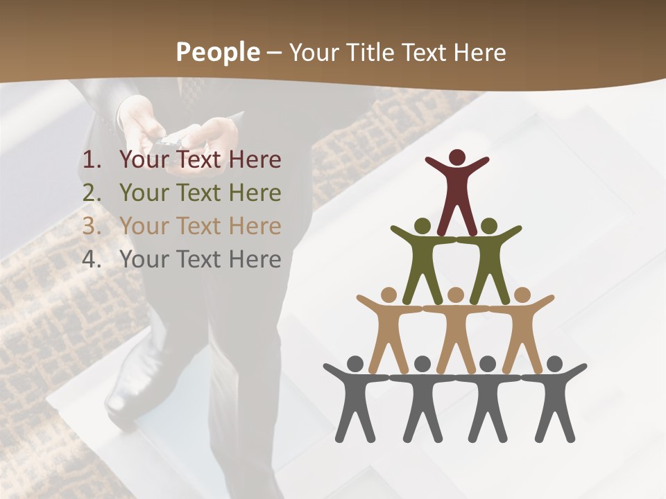 A Man In A Suit Is Looking Down At His Cell Phone PowerPoint Template