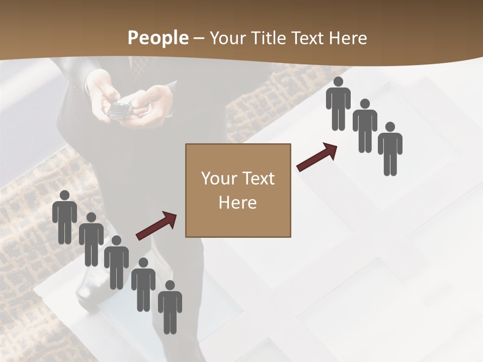 A Man In A Suit Is Looking Down At His Cell Phone PowerPoint Template