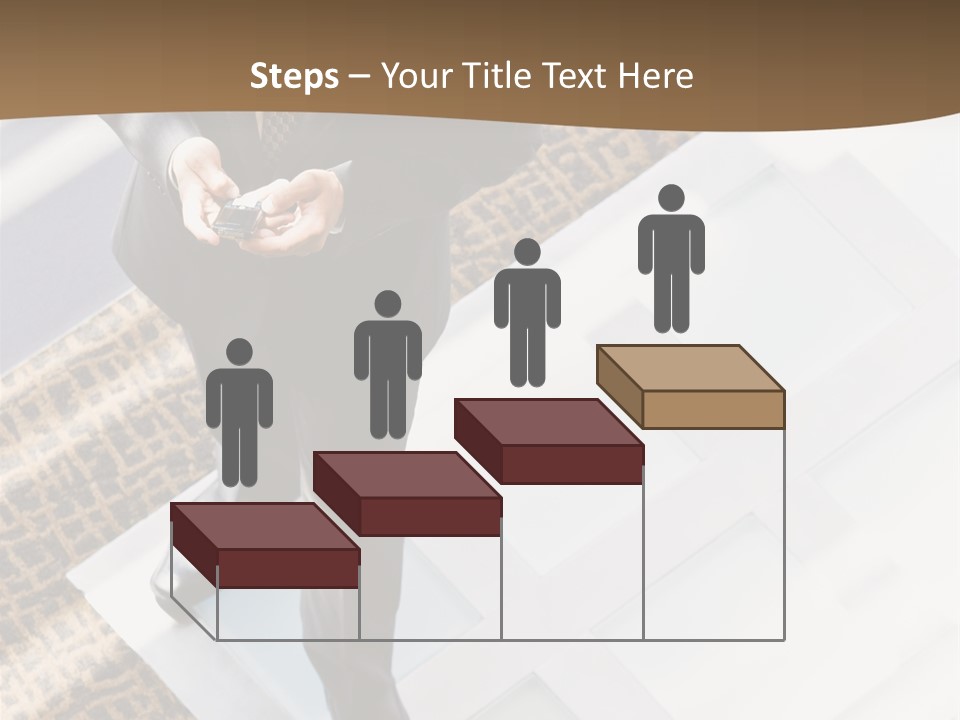 A Man In A Suit Is Looking Down At His Cell Phone PowerPoint Template