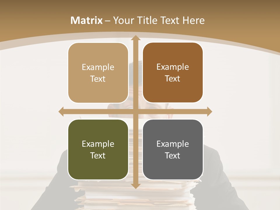 Overworked, Frustrated Businessman Looking At Pile Of File Folders PowerPoint Template