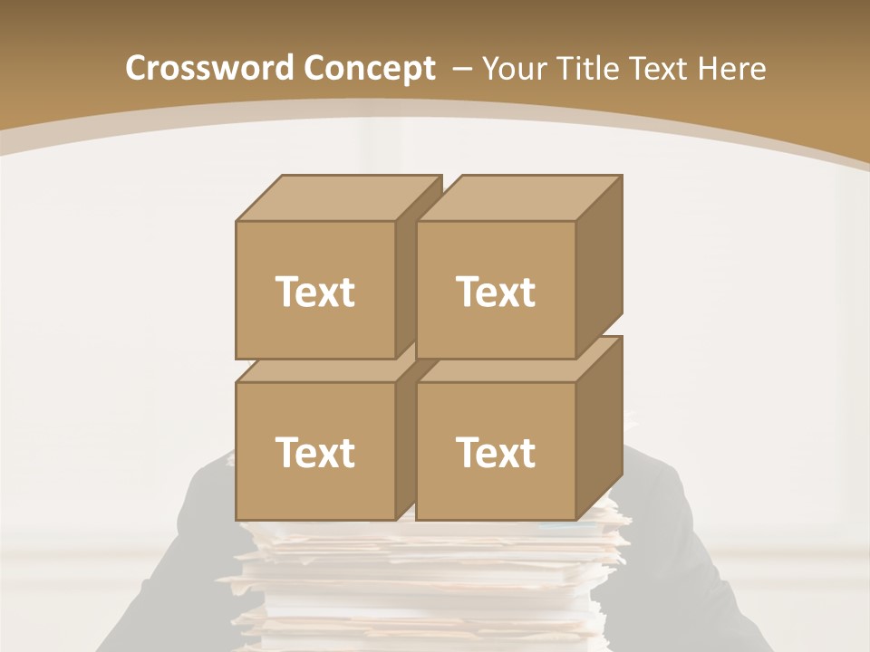 Overworked, Frustrated Businessman Looking At Pile Of File Folders PowerPoint Template