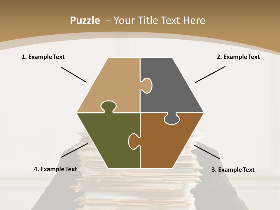 Overworked, Frustrated Businessman Looking At Pile Of File Folders PowerPoint Template