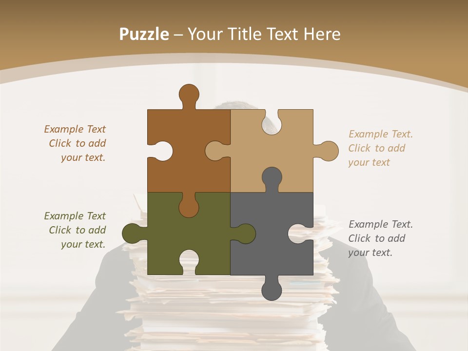 Overworked, Frustrated Businessman Looking At Pile Of File Folders PowerPoint Template