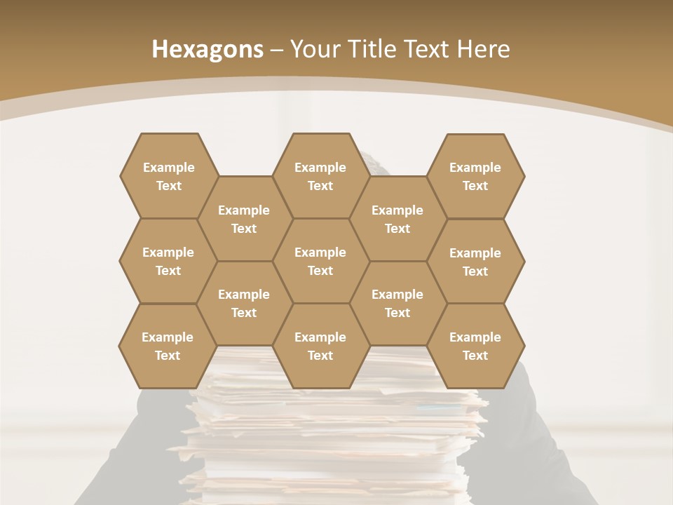 Overworked, Frustrated Businessman Looking At Pile Of File Folders PowerPoint Template