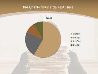 Overworked, Frustrated Businessman Looking At Pile Of File Folders PowerPoint Template