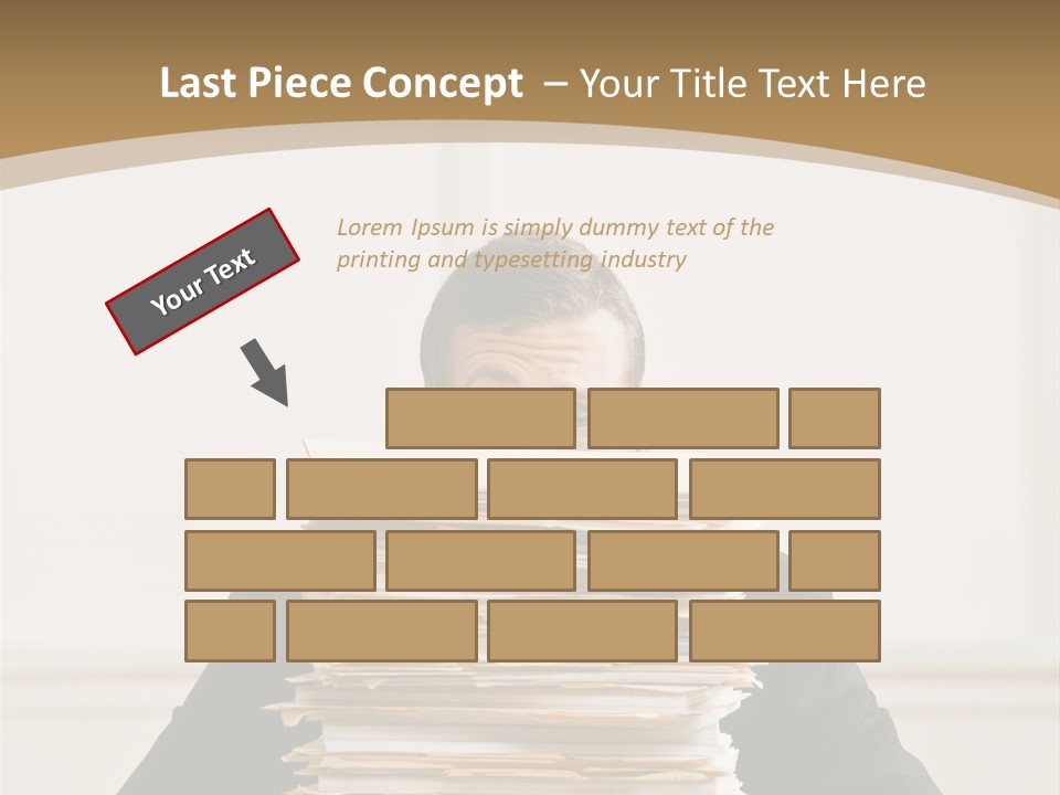 Overworked, Frustrated Businessman Looking At Pile Of File Folders PowerPoint Template