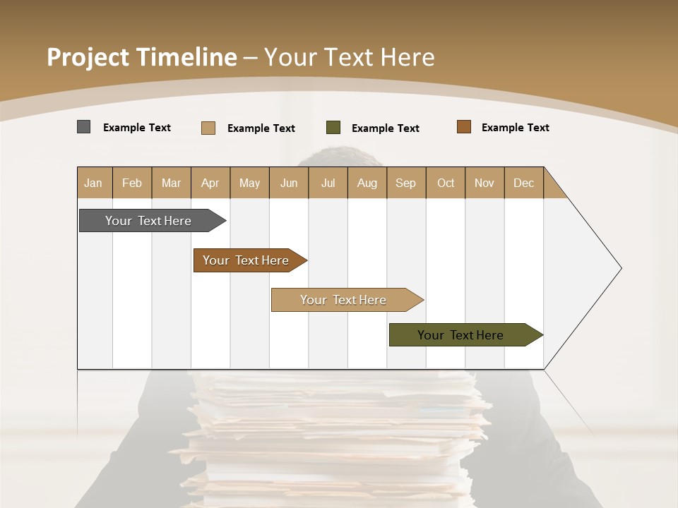Overworked, Frustrated Businessman Looking At Pile Of File Folders PowerPoint Template