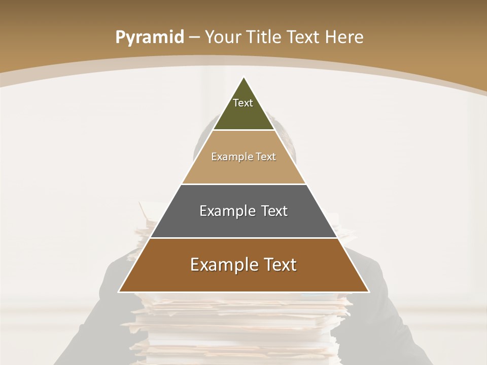 Overworked, Frustrated Businessman Looking At Pile Of File Folders PowerPoint Template