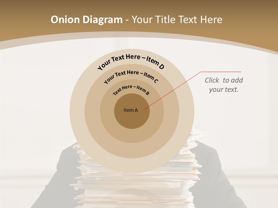 Overworked, Frustrated Businessman Looking At Pile Of File Folders PowerPoint Template
