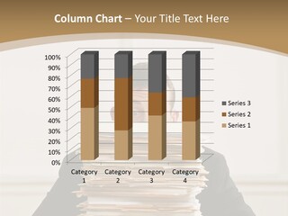 Overworked, Frustrated Businessman Looking At Pile Of File Folders PowerPoint Template