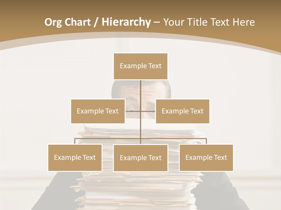 Overworked, Frustrated Businessman Looking At Pile Of File Folders PowerPoint Template