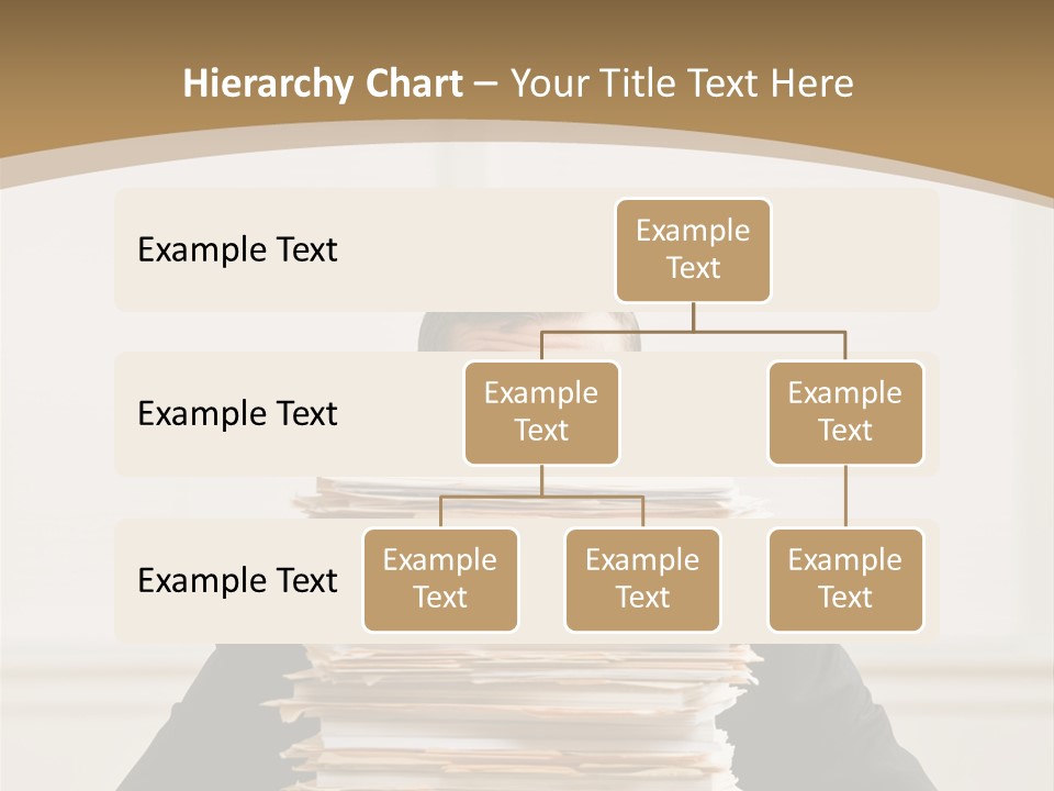 Overworked, Frustrated Businessman Looking At Pile Of File Folders PowerPoint Template