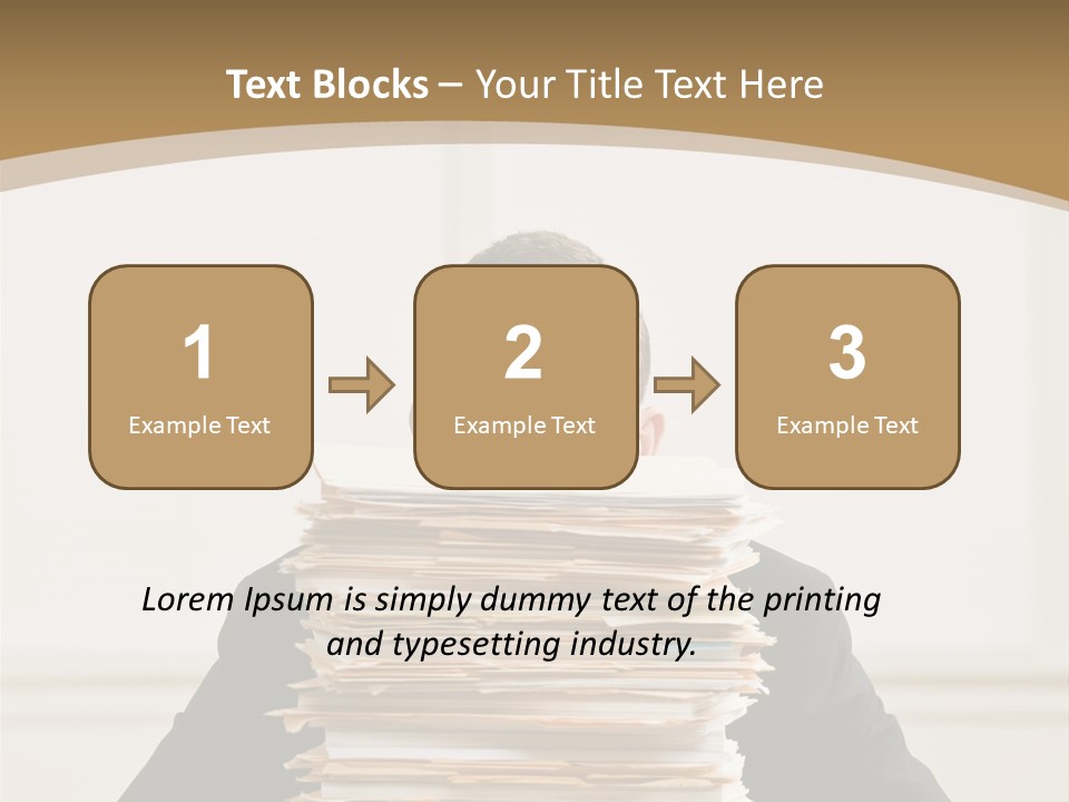 Overworked, Frustrated Businessman Looking At Pile Of File Folders PowerPoint Template
