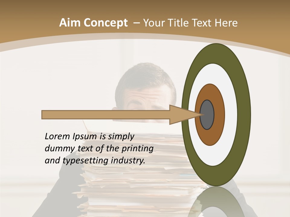 Overworked, Frustrated Businessman Looking At Pile Of File Folders PowerPoint Template