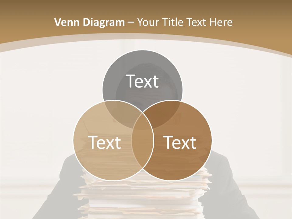 Overworked, Frustrated Businessman Looking At Pile Of File Folders PowerPoint Template