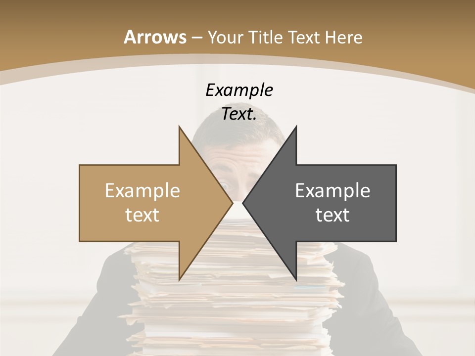 Overworked, Frustrated Businessman Looking At Pile Of File Folders PowerPoint Template