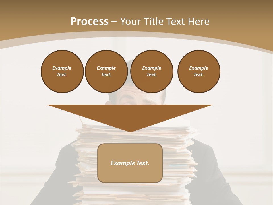 Overworked, Frustrated Businessman Looking At Pile Of File Folders PowerPoint Template