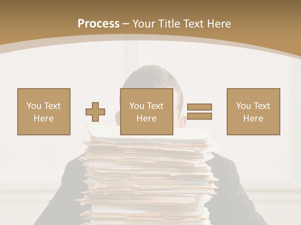 Overworked, Frustrated Businessman Looking At Pile Of File Folders PowerPoint Template