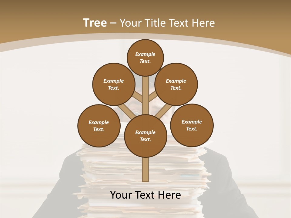 Overworked, Frustrated Businessman Looking At Pile Of File Folders PowerPoint Template