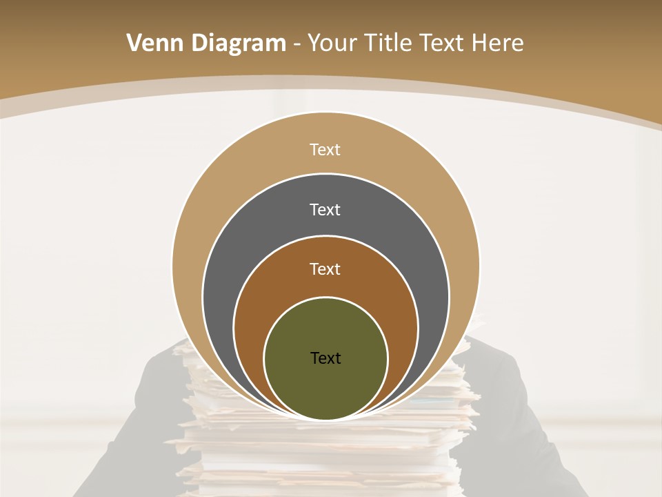 Overworked, Frustrated Businessman Looking At Pile Of File Folders PowerPoint Template