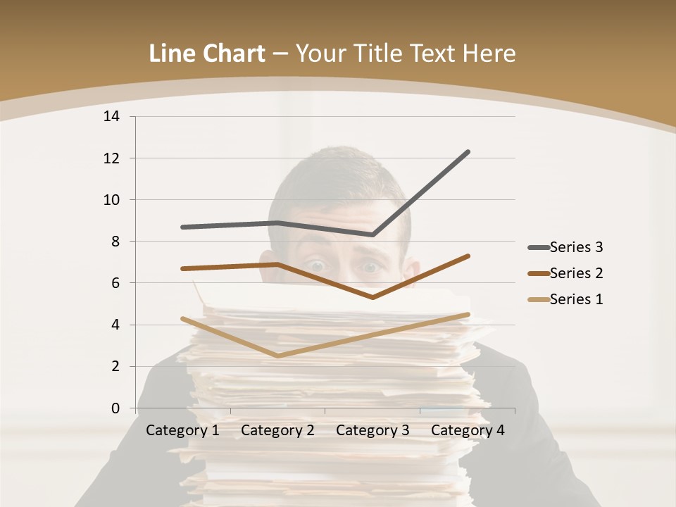 Overworked, Frustrated Businessman Looking At Pile Of File Folders PowerPoint Template
