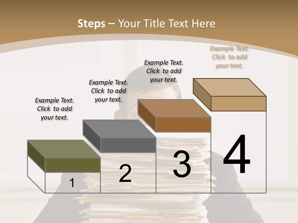 Overworked, Frustrated Businessman Looking At Pile Of File Folders PowerPoint Template